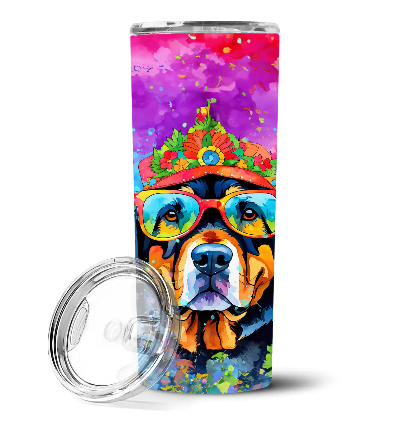 Rottweiler Hippie Dawg Stainless Steel Skinny Tumbler