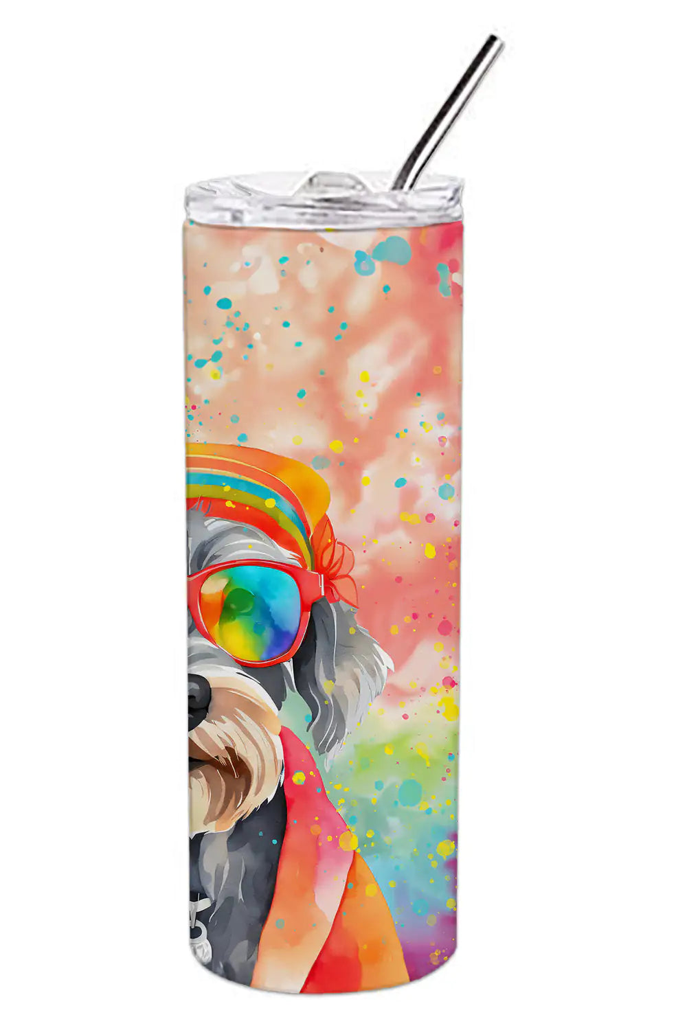 Schnauzer Hippie Dawg Stainless Steel Skinny Tumbler