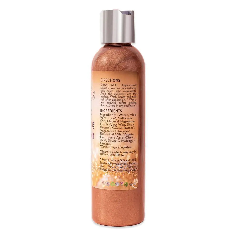 Organic Body Shimmer Lotion Level 3 Bronze Color Body Shimmer 8 oz with Vitamins