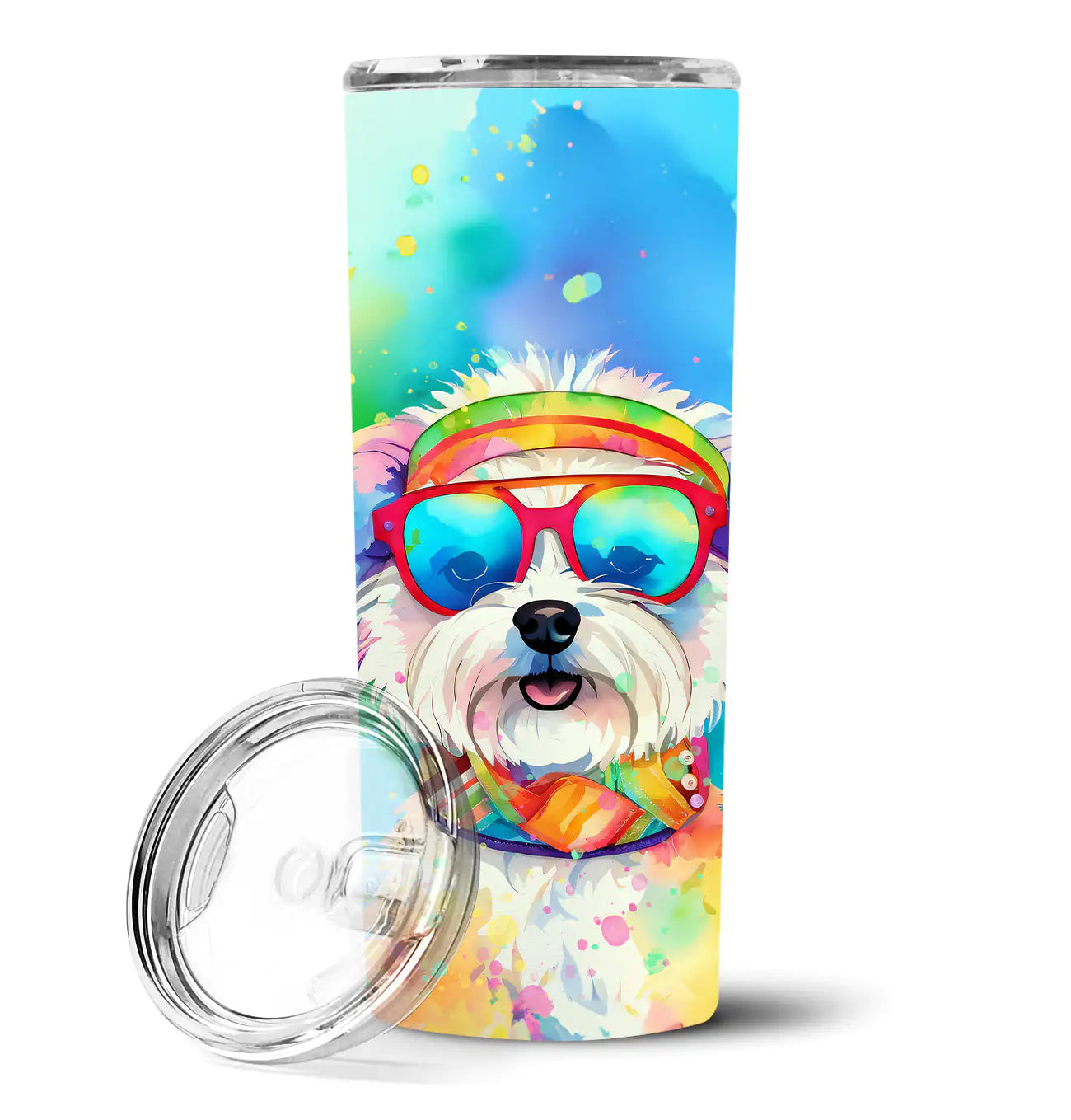 Bichon Frise Hippie Dawg Stainless Steel Skinny Tumbler