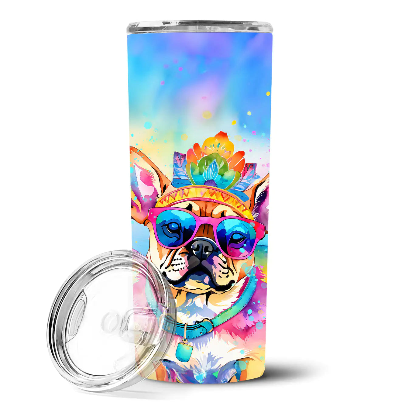 Pug Hippie Dawg Stainless Steel Skinny Tumbler