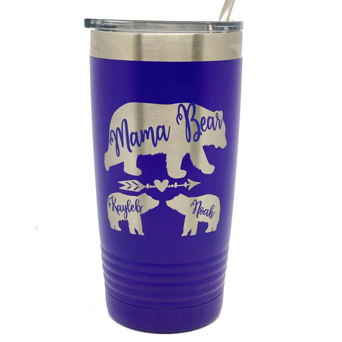 Mama Bear Tumbler With Optional Cubs on the Front 20oz or 30oz Engraved Travel Tumbler