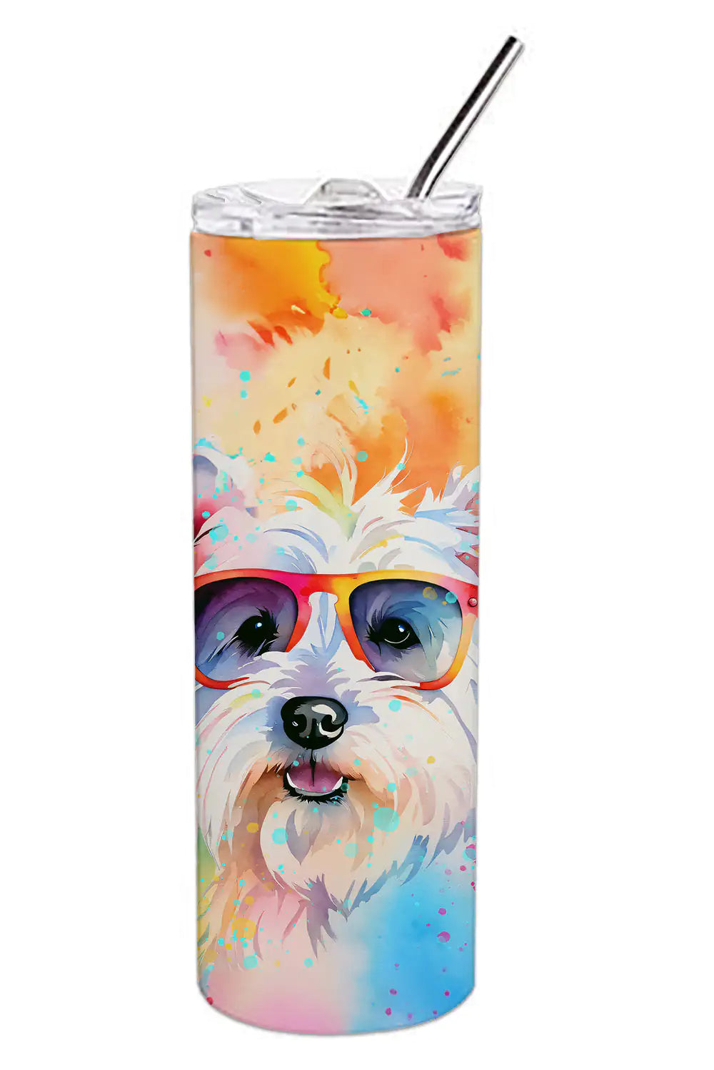 Westie Hippie Dawg Stainless Steel Skinny Tumbler