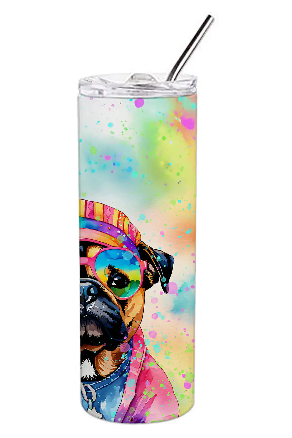 Pug Hippie Dawg Stainless Steel Skinny Tumbler