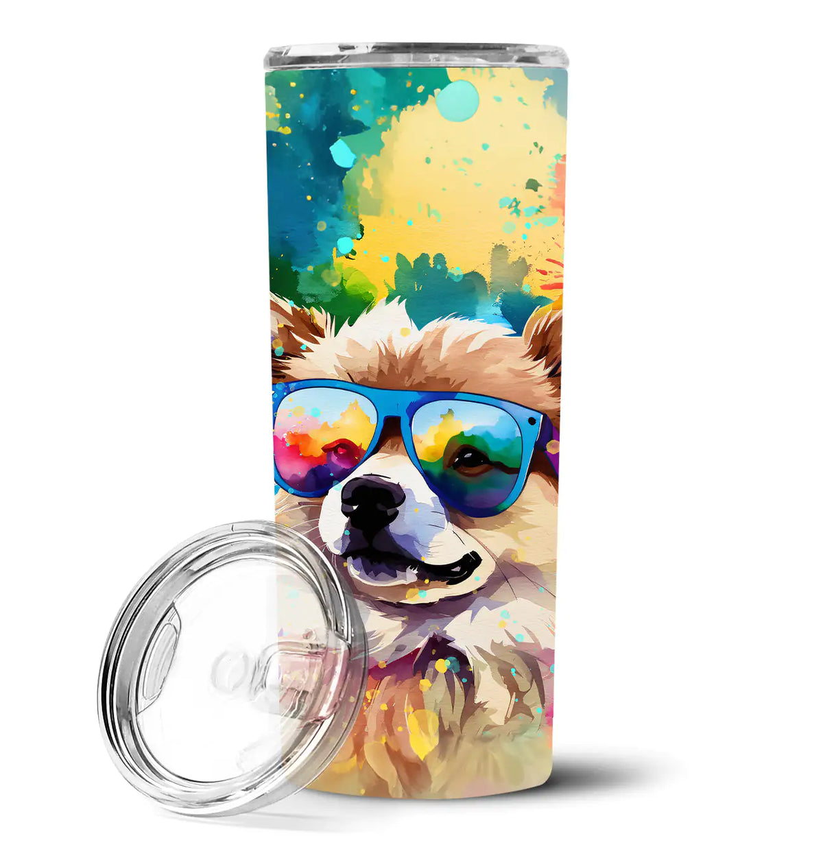 Pomeranian Hippie Dawg Stainless Steel Skinny Tumbler