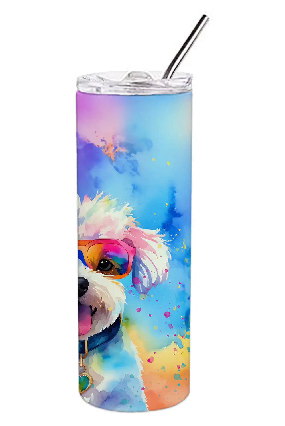 Bichon Frise Hippie Dawg Stainless Steel Skinny Tumbler