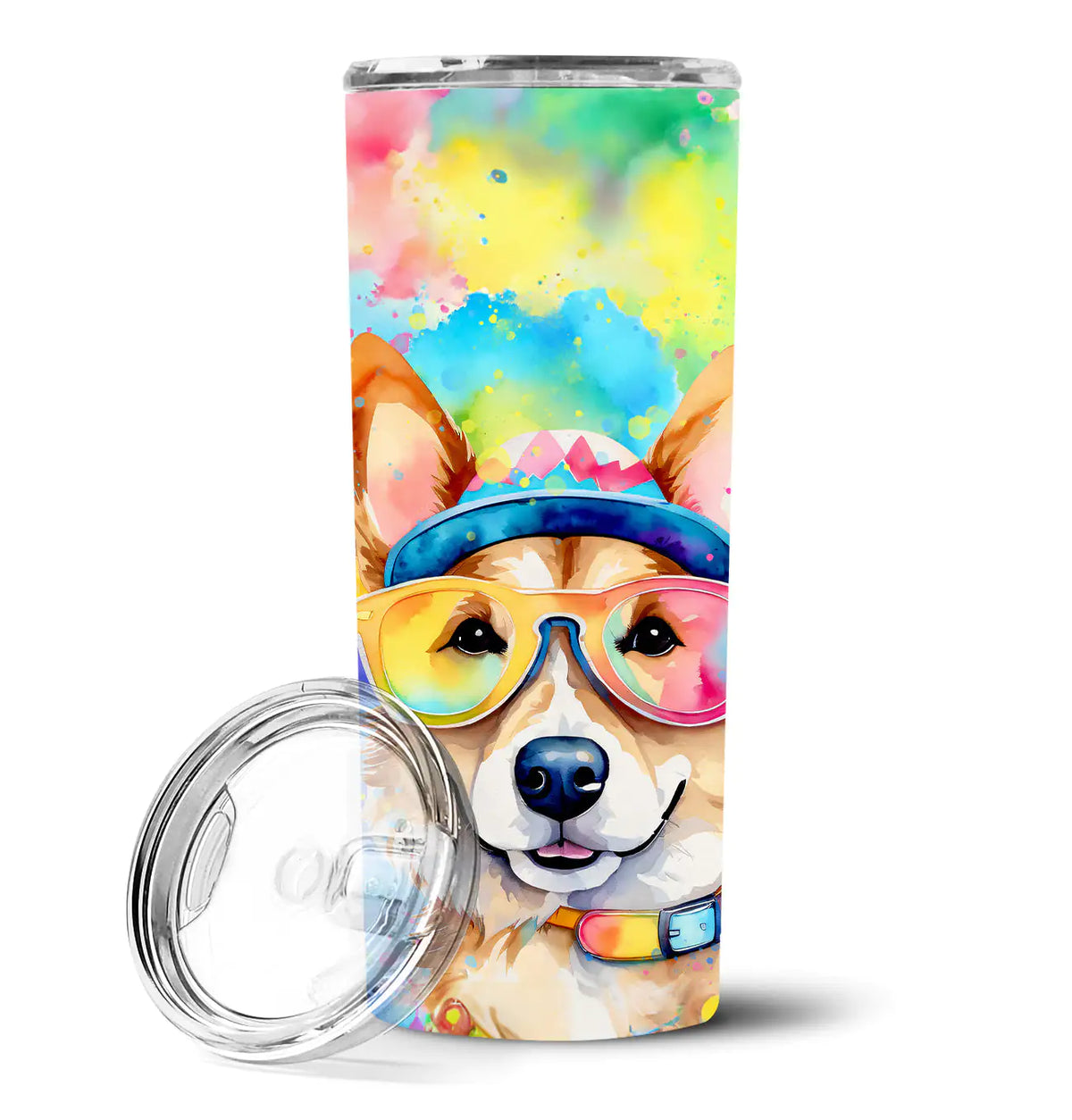 Corgi Hippie Dawg Stainless Steel Skinny Tumbler