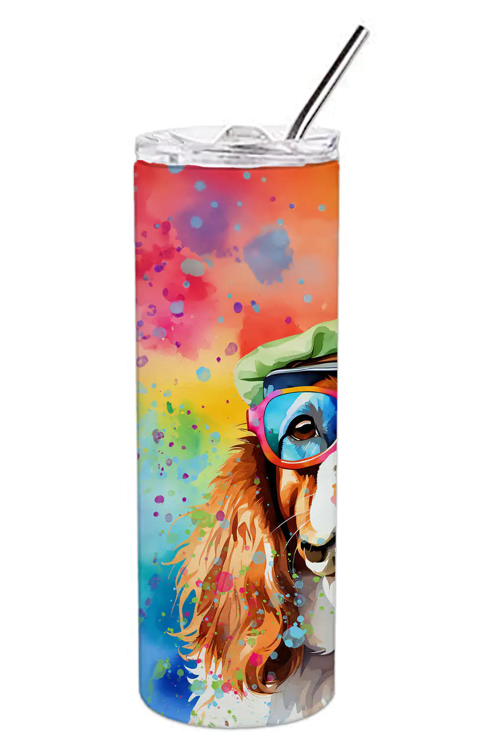 Cavalier Spaniel Hippie Dawg Stainless Steel Skinny Tumbler