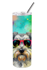 Schnauzer Hippie Dawg Stainless Steel Skinny Tumbler