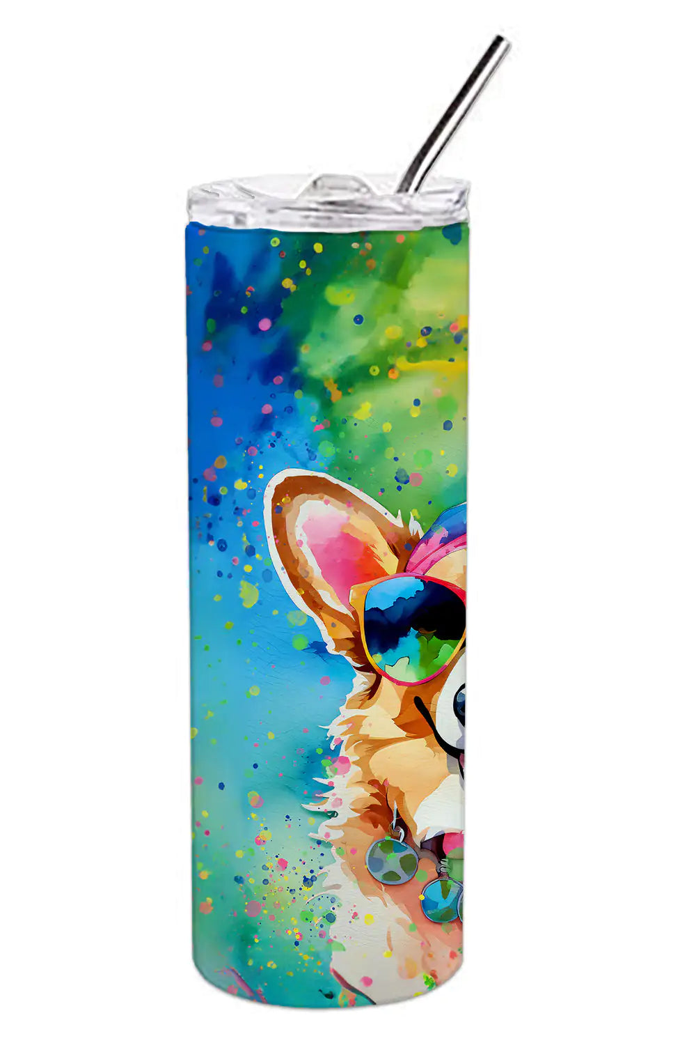 Corgi Hippie Dawg Stainless Steel Skinny Tumbler