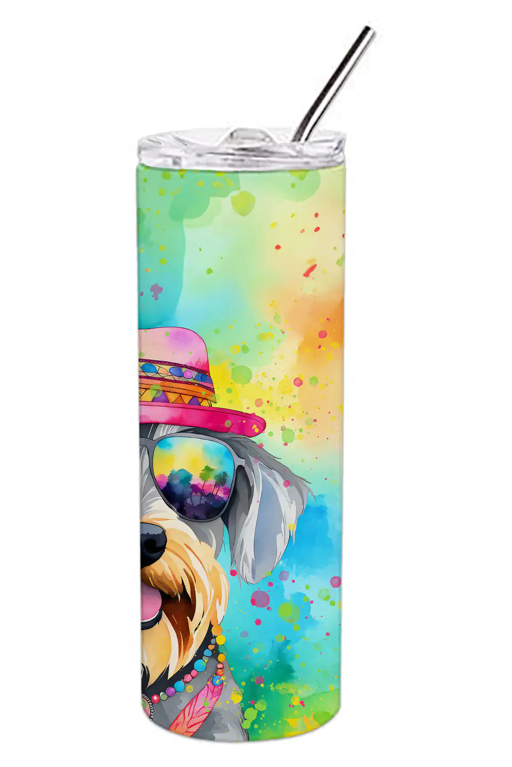 Schnauzer Hippie Dawg Stainless Steel Skinny Tumbler