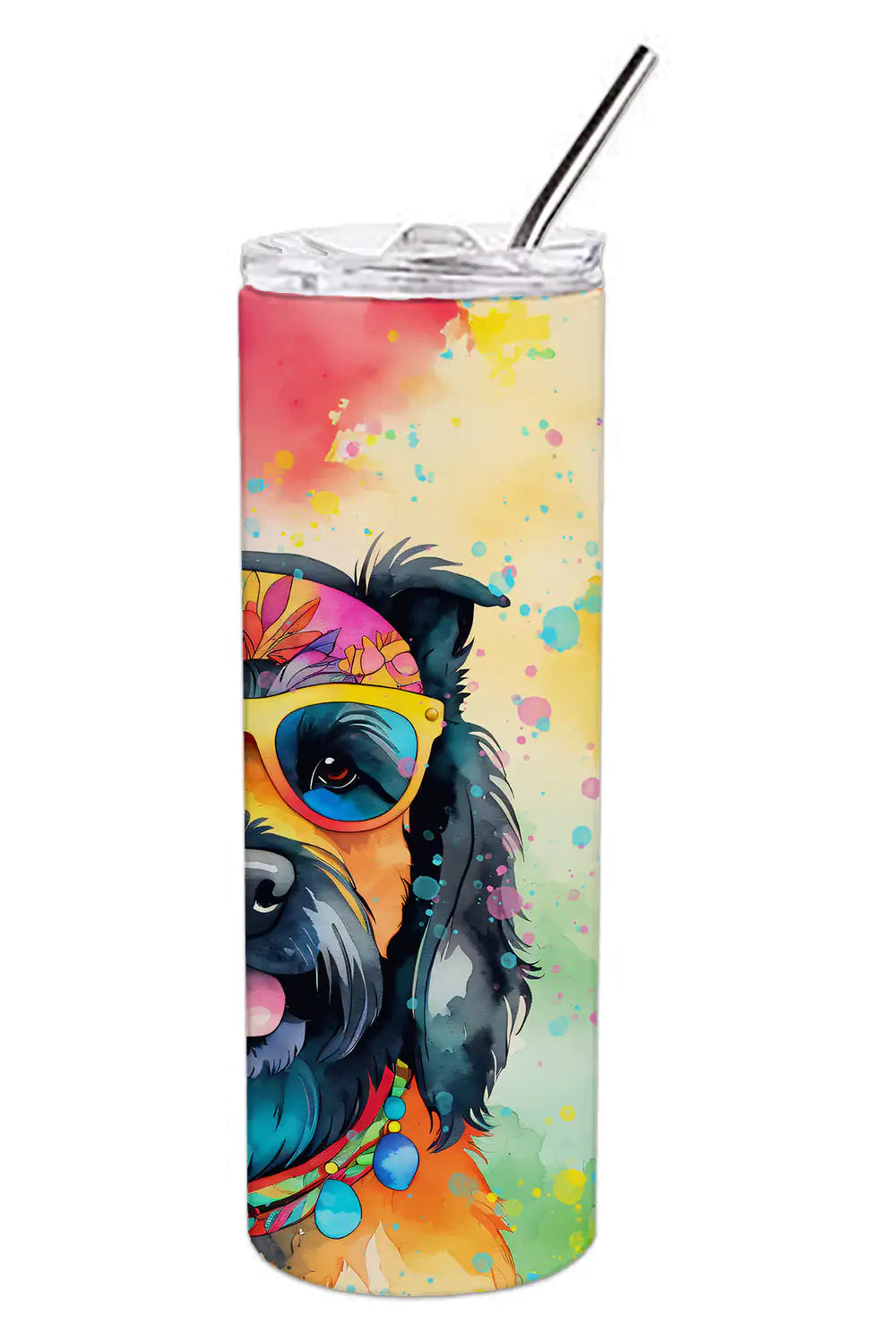 Scottish Terrier Hippie Dawg Stainless Steel Skinny Tumbler