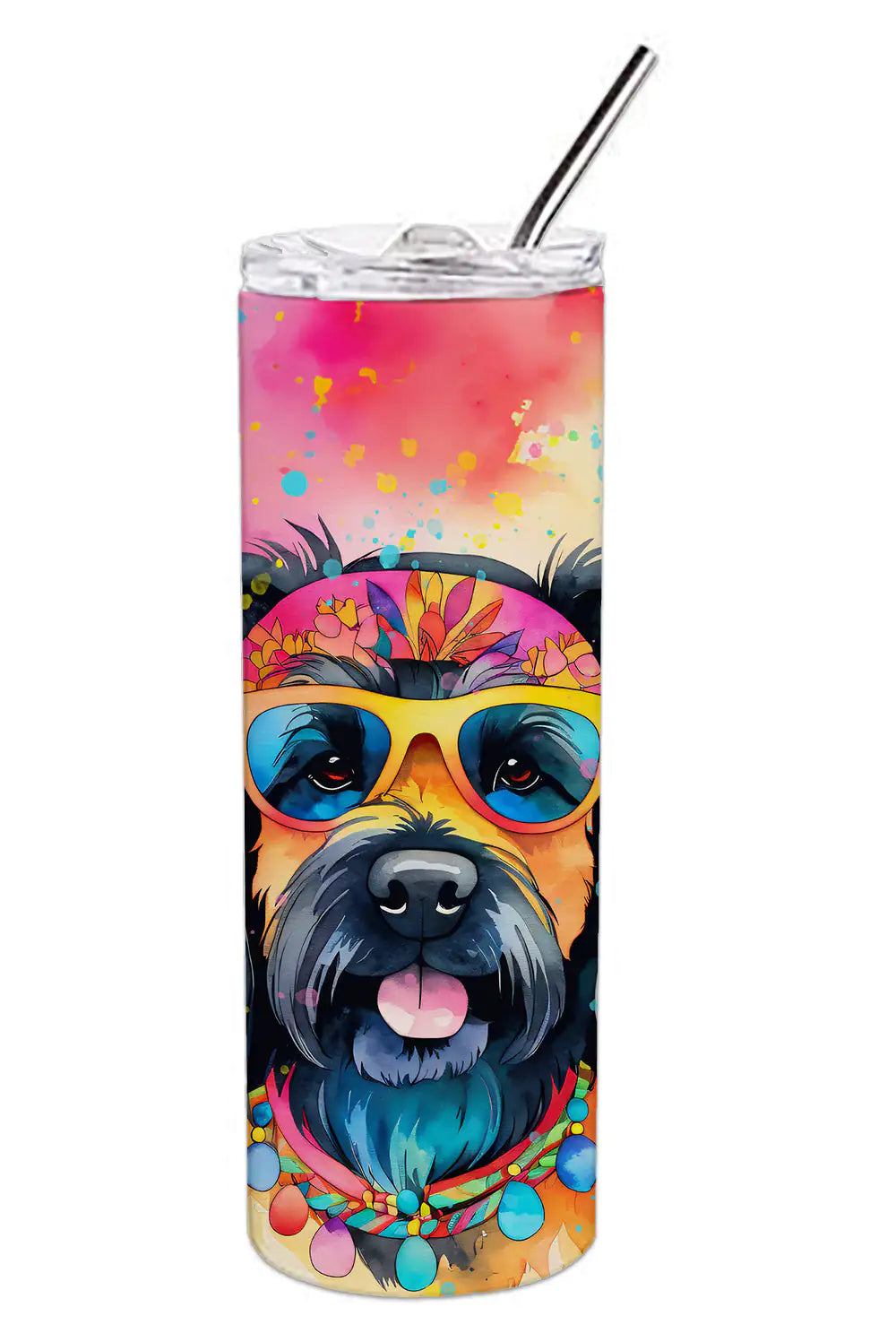 Scottish Terrier Hippie Dawg Stainless Steel Skinny Tumbler