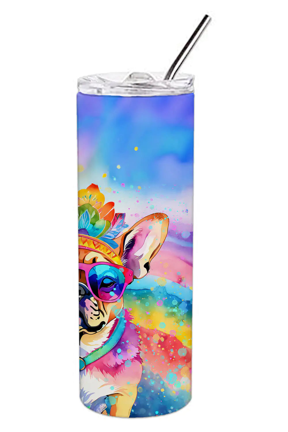 Pug Hippie Dawg Stainless Steel Skinny Tumbler