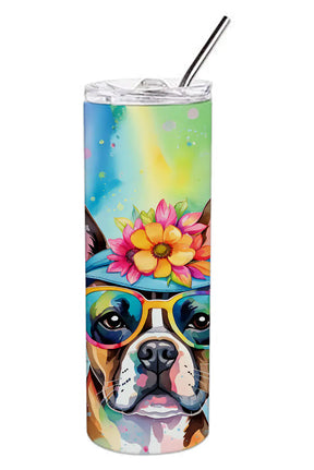 Boston Terrier Hippie Dawg Stainless Steel Skinny Tumbler