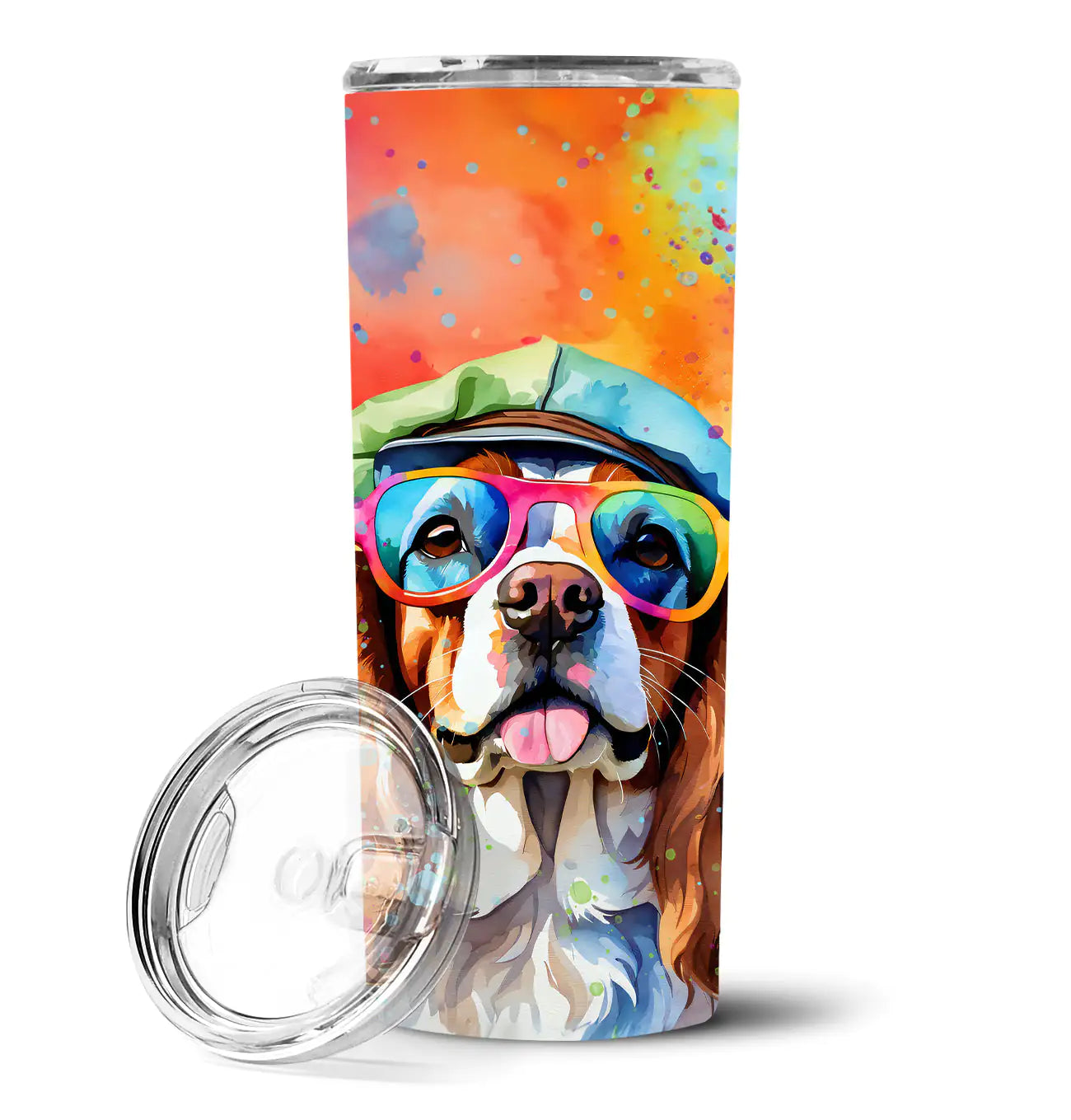 Cavalier Spaniel Hippie Dawg Stainless Steel Skinny Tumbler