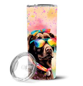 Chocolate Labrador Hippie Dawg Stainless Steel Skinny Tumbler