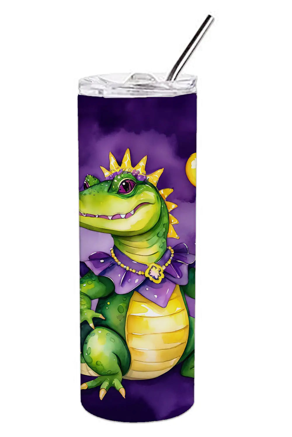 Alligator Mardi Gras Stainless Steel Skinny Tumbler