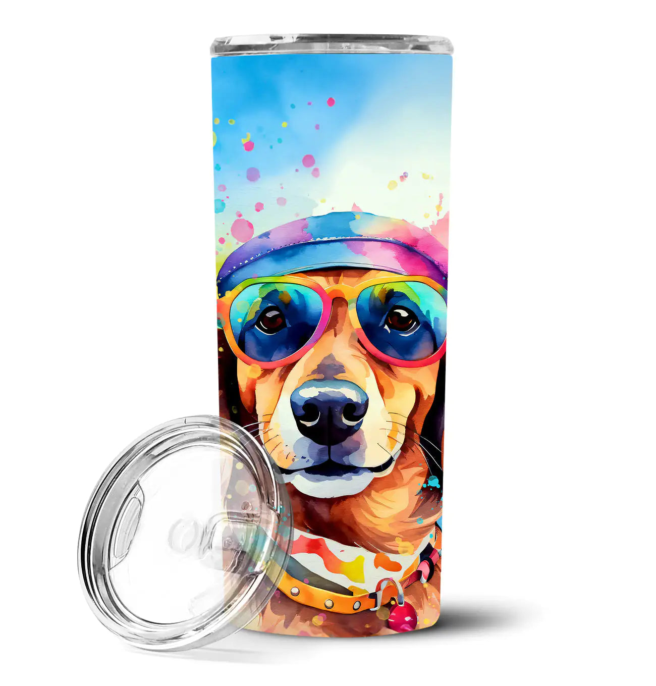 Dachshund Hippie Dawg Stainless Steel Skinny Tumbler