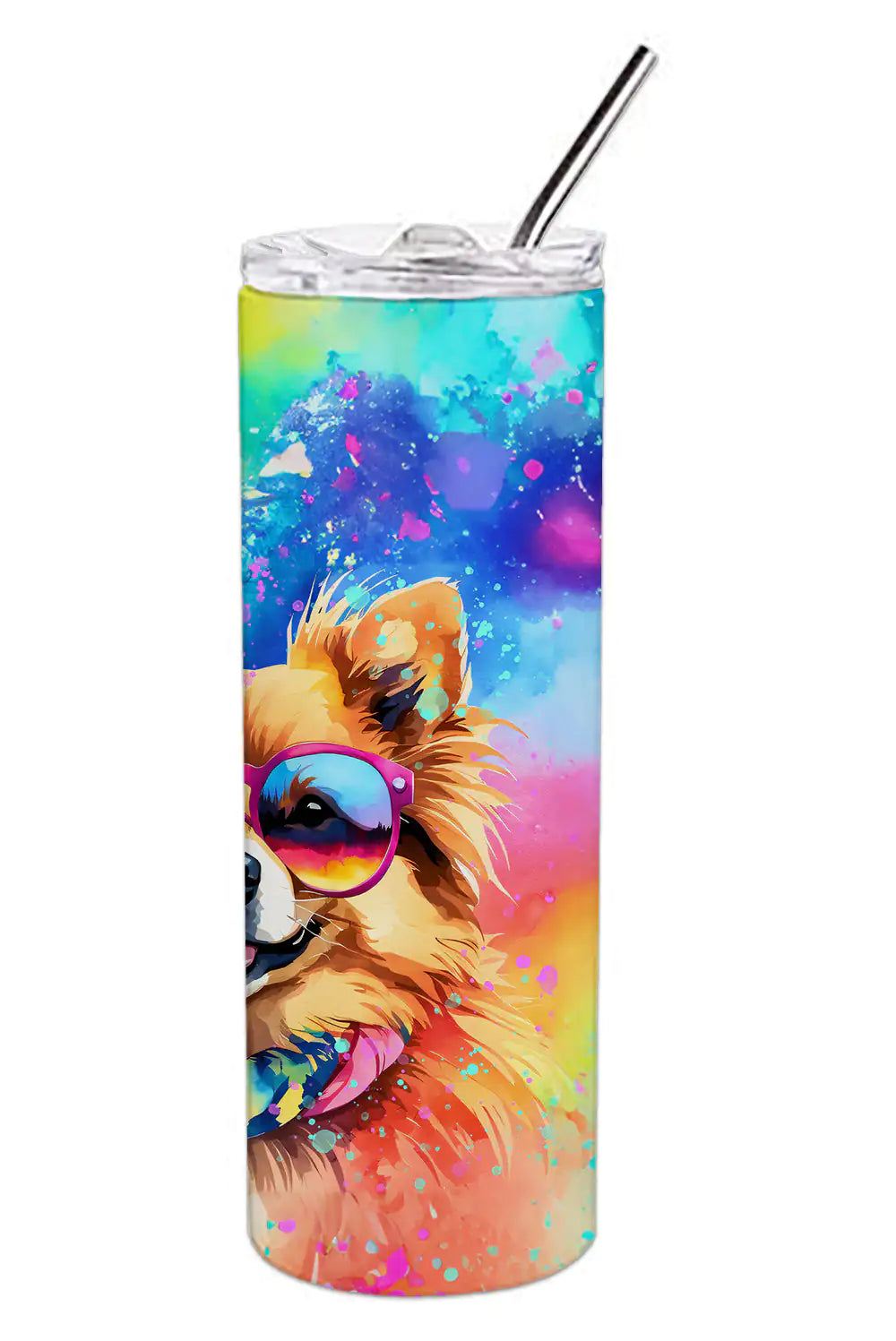 Pomeranian Hippie Dawg Stainless Steel Skinny Tumbler