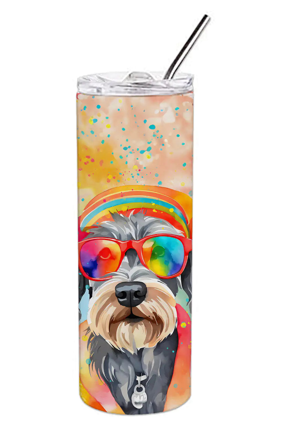 Schnauzer Hippie Dawg Stainless Steel Skinny Tumbler