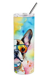 Boston Terrier Hippie Dawg Stainless Steel Skinny Tumbler