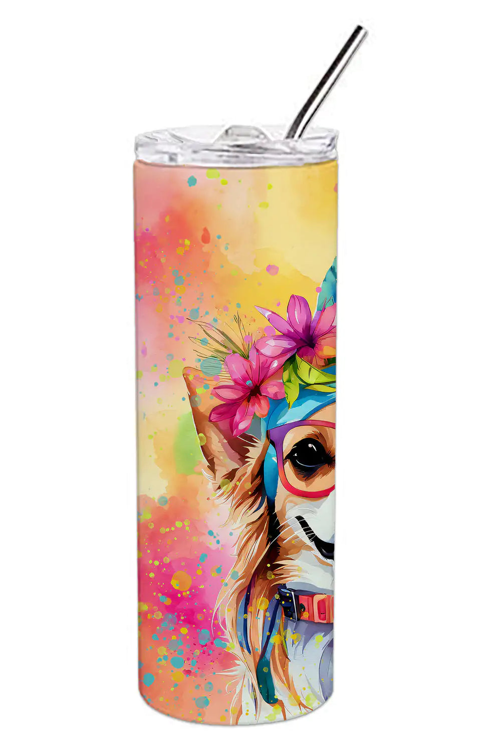 Chihuahua Hippie Dawg Stainless Steel Skinny Tumbler