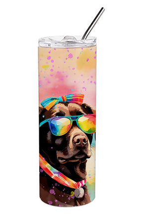 Chocolate Labrador Hippie Dawg Stainless Steel Skinny Tumbler