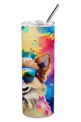 Pomeranian Hippie Dawg Stainless Steel Skinny Tumbler