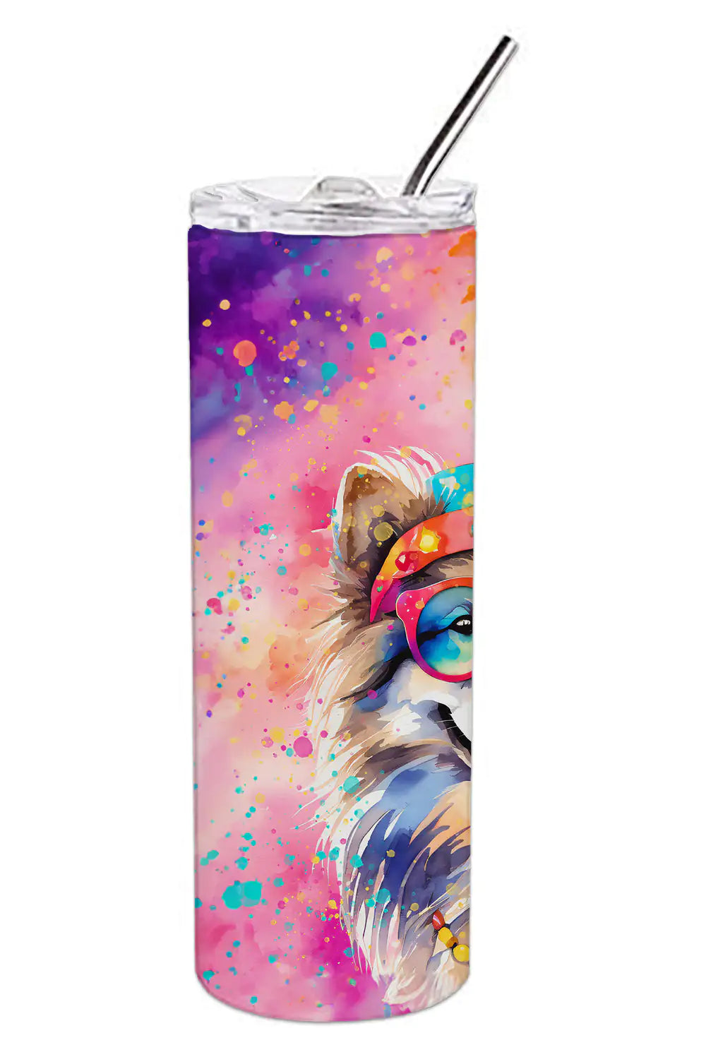 Keeshond Hippie Dawg Stainless Steel Skinny Tumbler