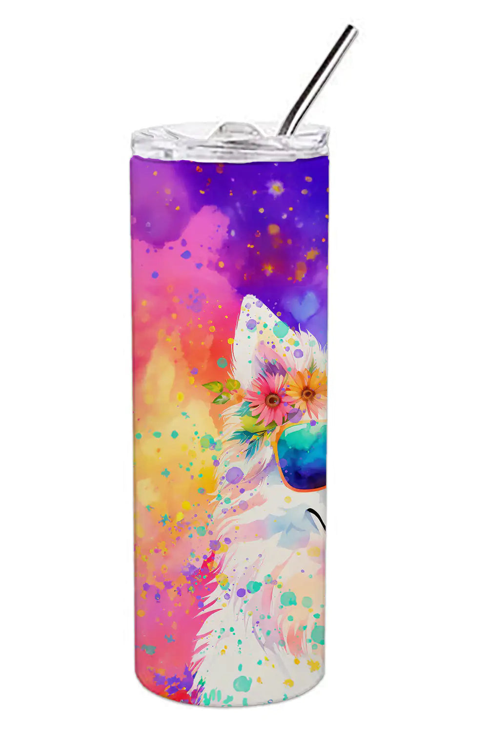 Samoyed Hippie Dawg Stainless Steel Skinny Tumbler