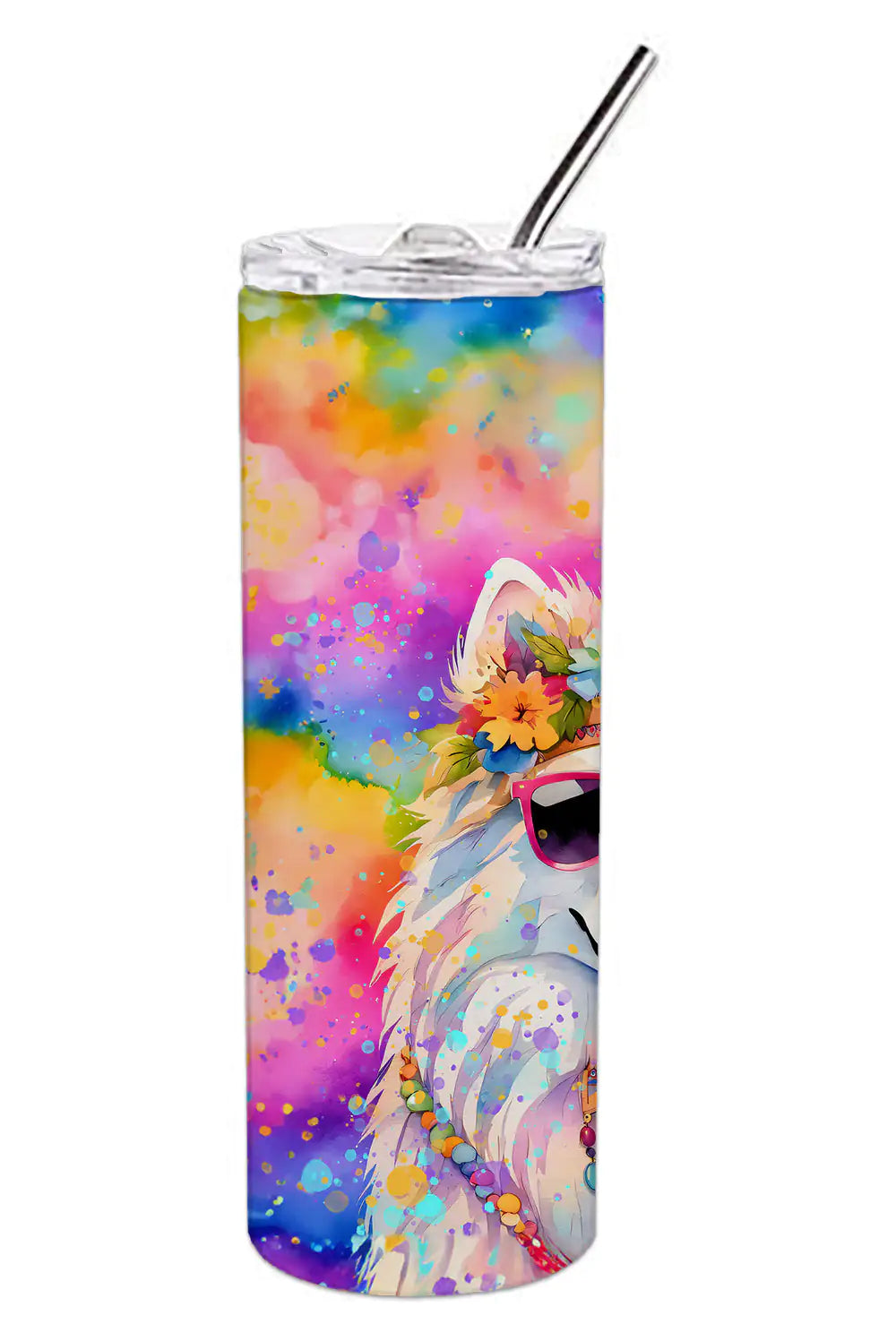 Samoyed Hippie Dawg Stainless Steel Skinny Tumbler