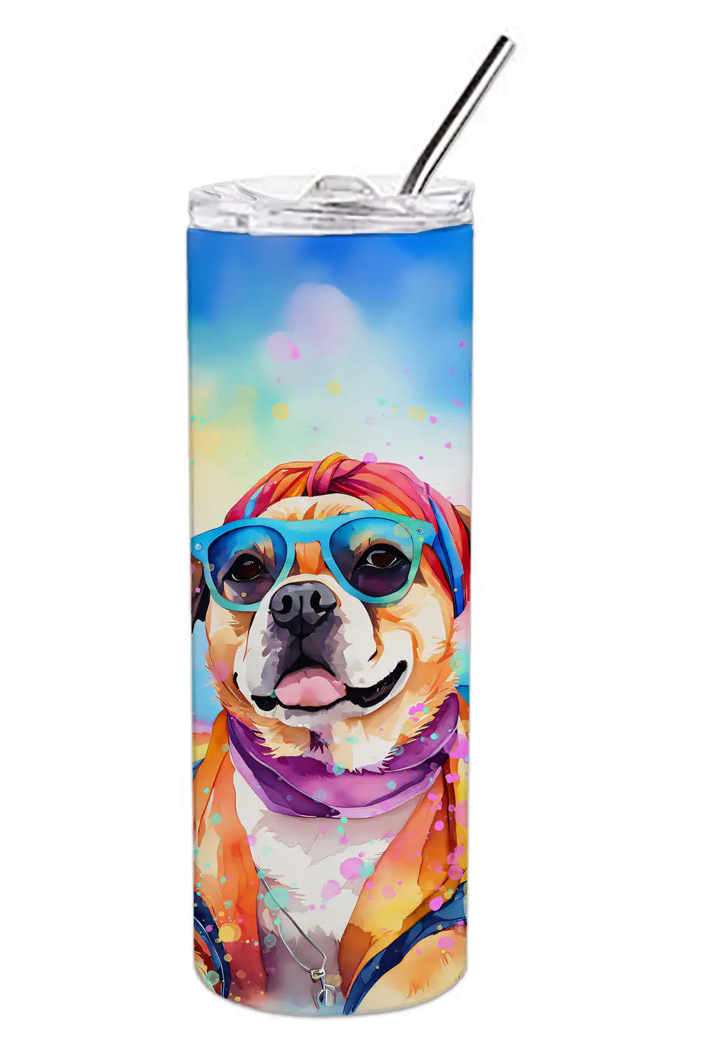 Pug Hippie Dawg Stainless Steel Skinny Tumbler