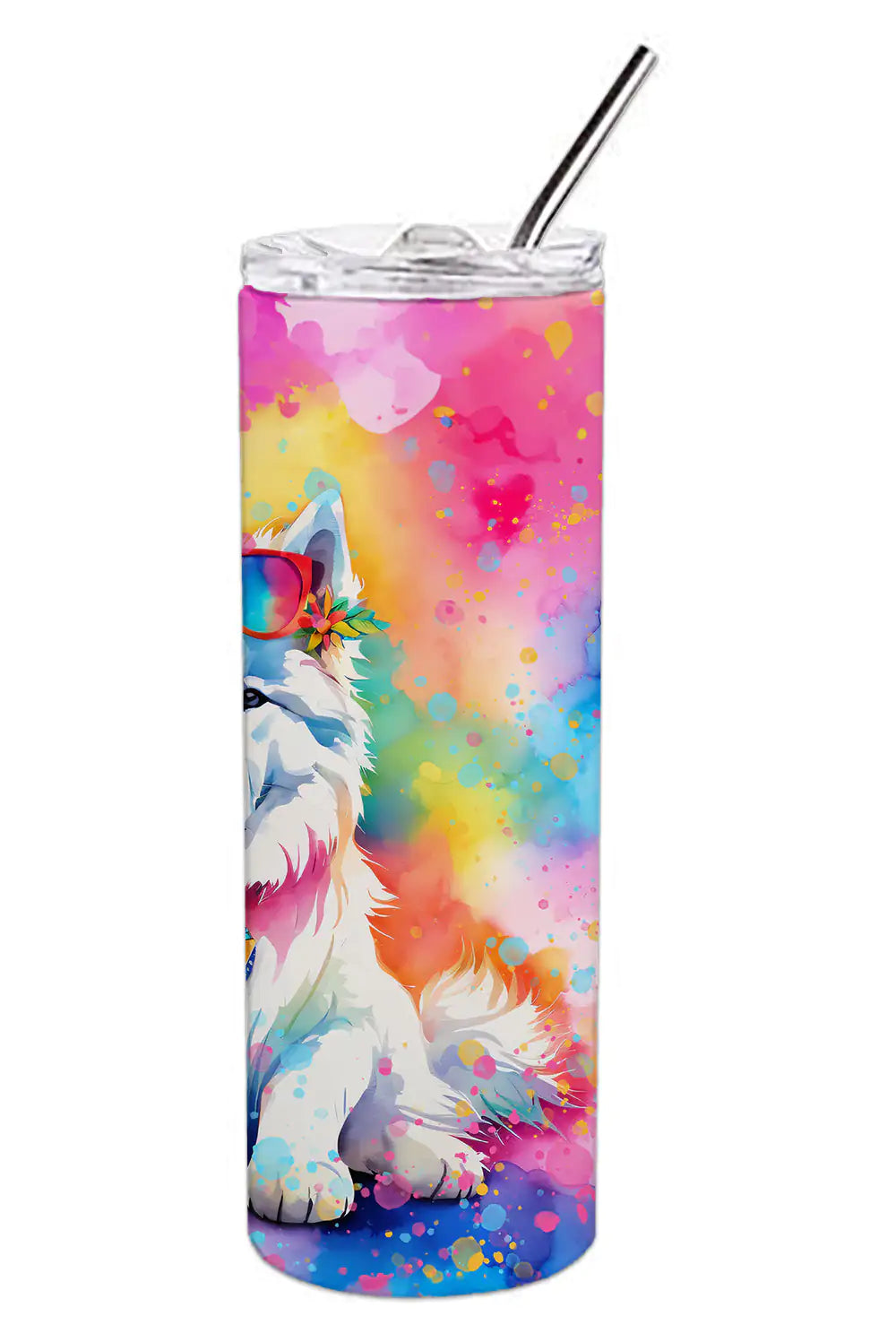 Samoyed Hippie Dawg Stainless Steel Skinny Tumbler