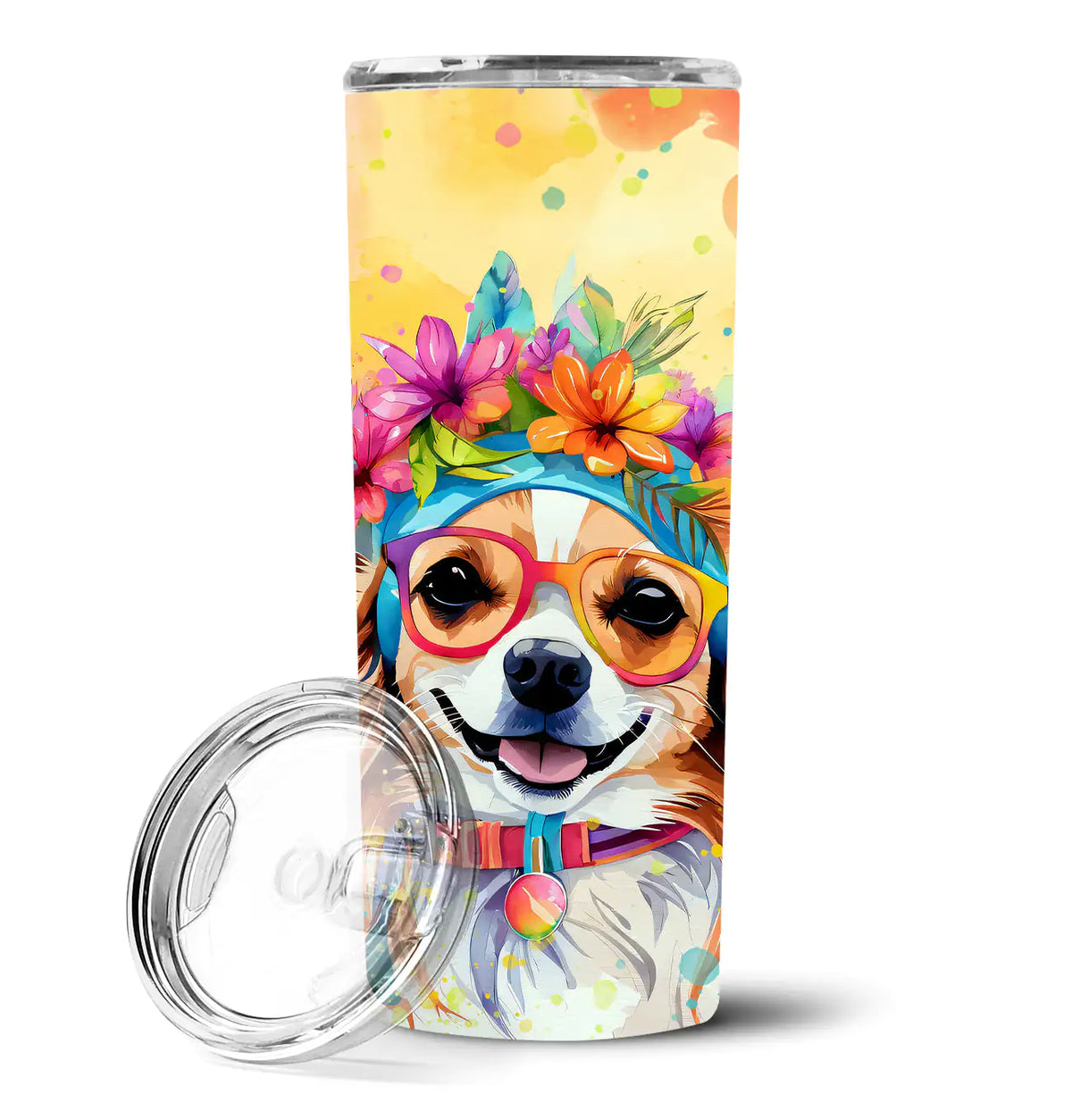 Chihuahua Hippie Dawg Stainless Steel Skinny Tumbler