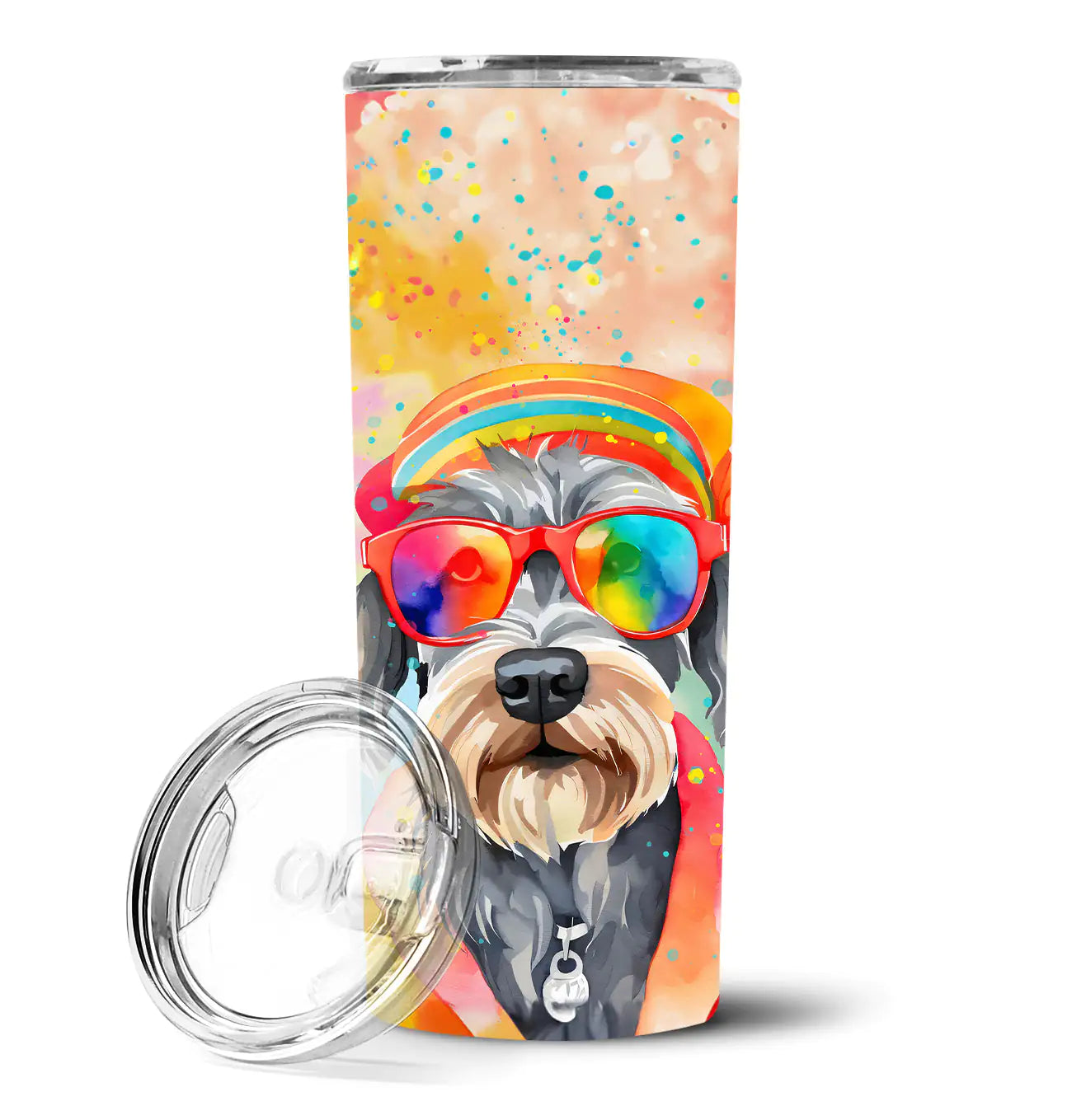 Schnauzer Hippie Dawg Stainless Steel Skinny Tumbler