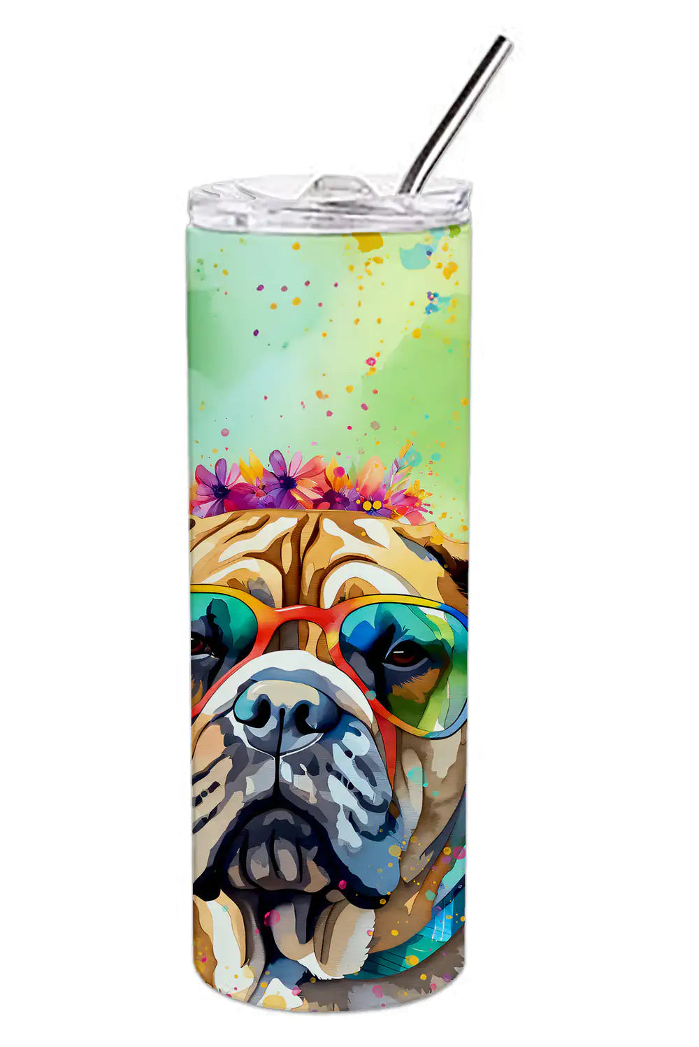 Bullmastiff Hippie Dawg Stainless Steel Skinny Tumbler