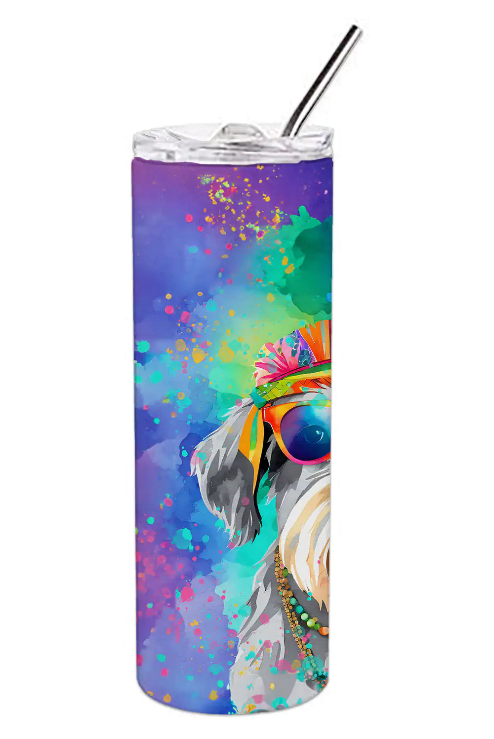 Schnauzer Hippie Dawg Stainless Steel Skinny Tumbler