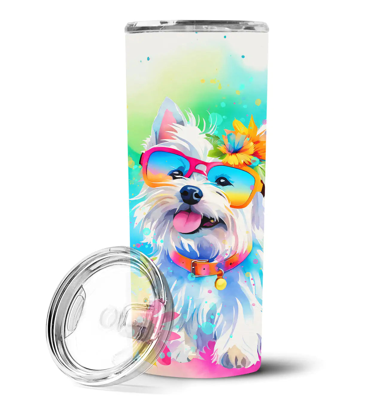 Westie Hippie Dawg Stainless Steel Skinny Tumbler