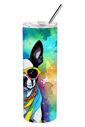 Boston Terrier Hippie Dawg Stainless Steel Skinny Tumbler