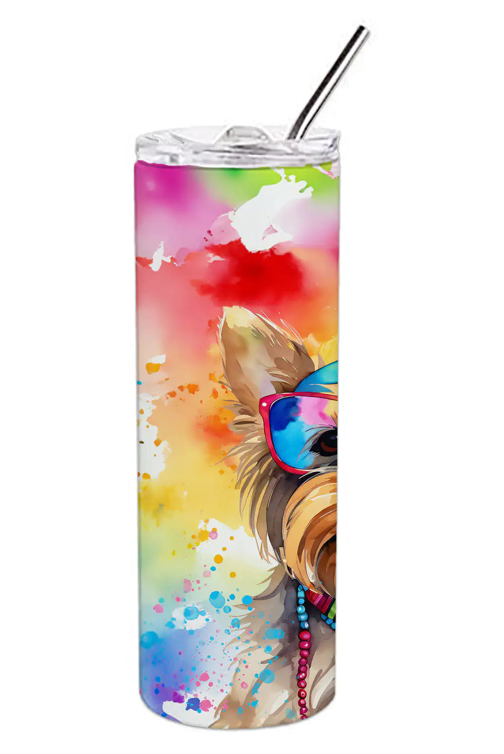 Yorkshire Terrier Hippie Dawg Stainless Steel Skinny Tumbler