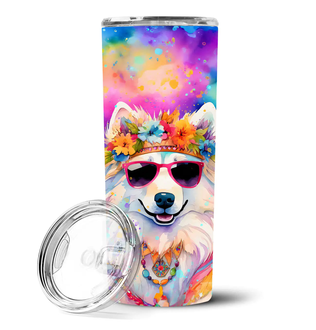 Samoyed Hippie Dawg Stainless Steel Skinny Tumbler