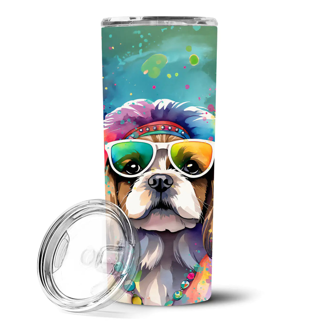 Shih Tzu Hippie Dawg Stainless Steel Skinny Tumbler