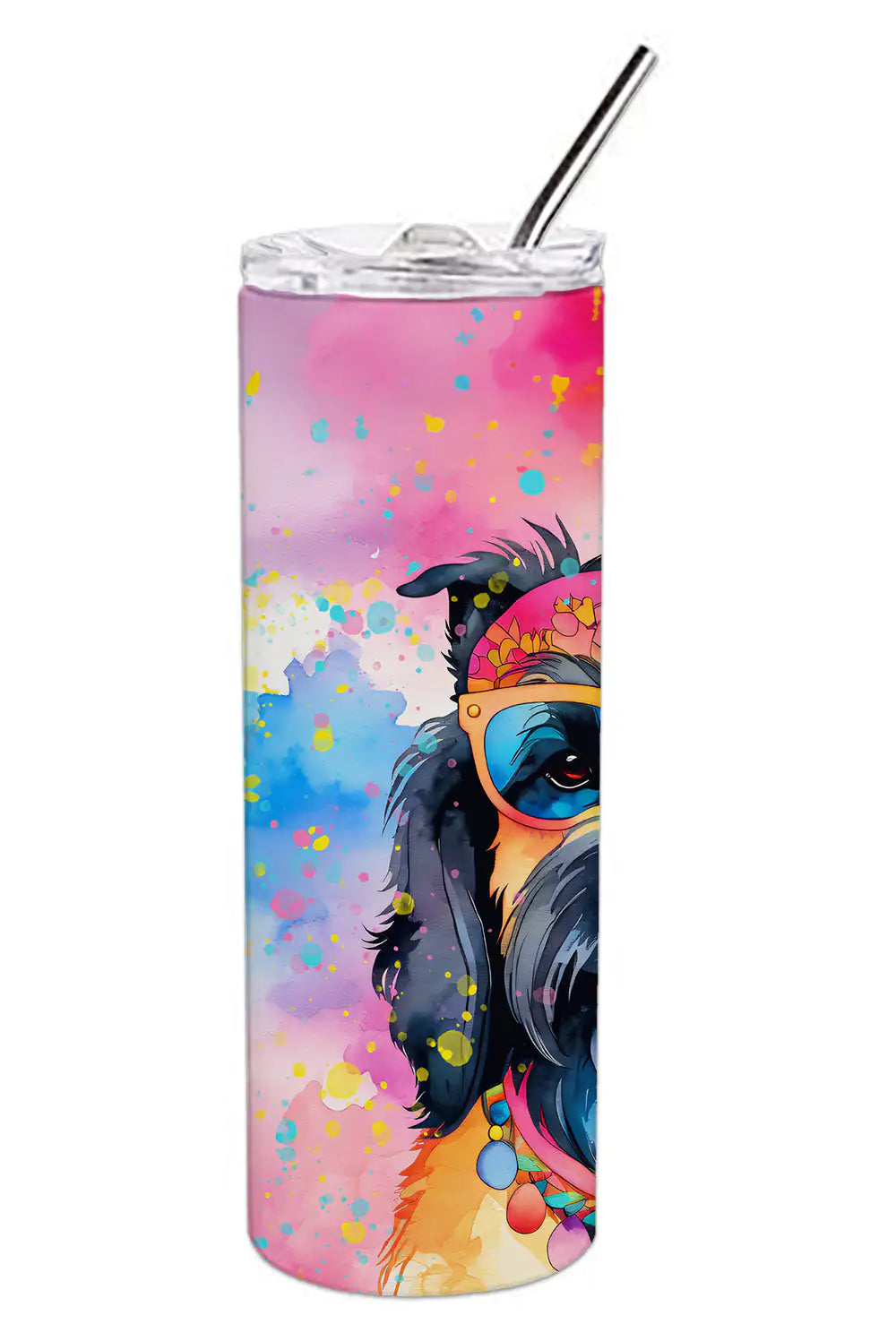 Scottish Terrier Hippie Dawg Stainless Steel Skinny Tumbler