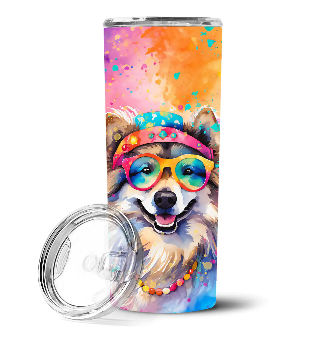 Keeshond Hippie Dawg Stainless Steel Skinny Tumbler