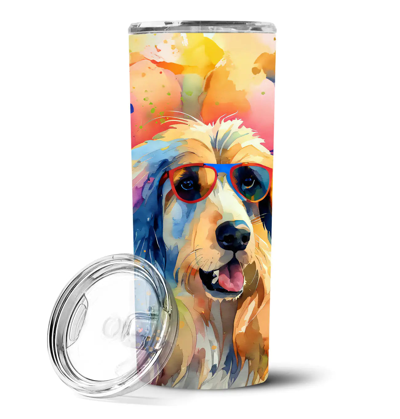 Afghan Hound Hippie Dawg Stainless Steel Skinny Tumbler