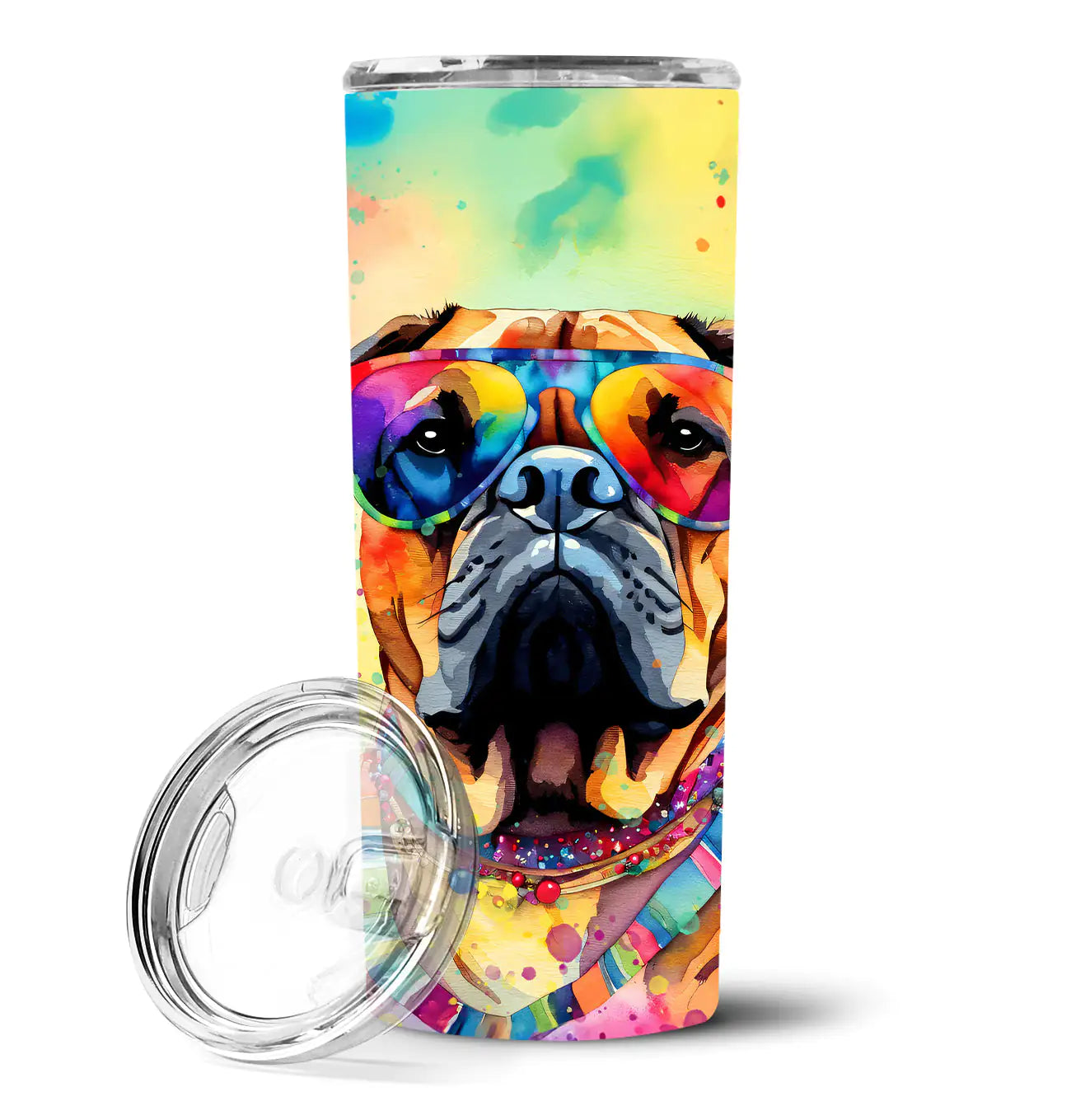 Bullmastiff Hippie Dawg Stainless Steel Skinny Tumbler