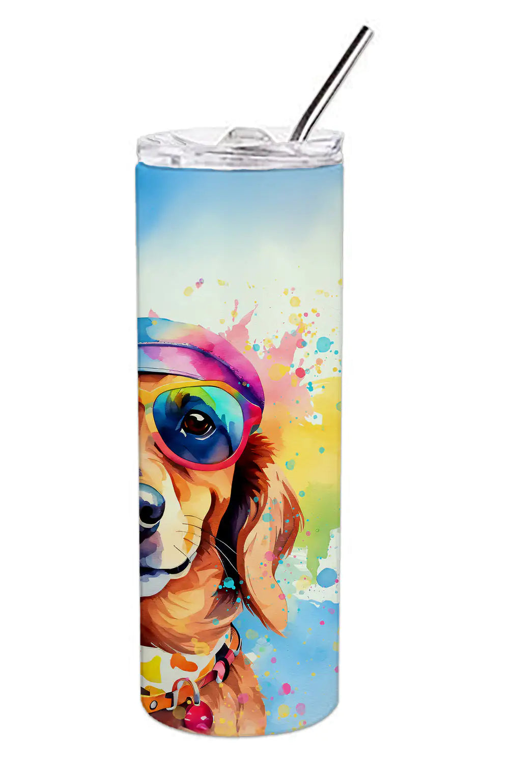 Dachshund Hippie Dawg Stainless Steel Skinny Tumbler