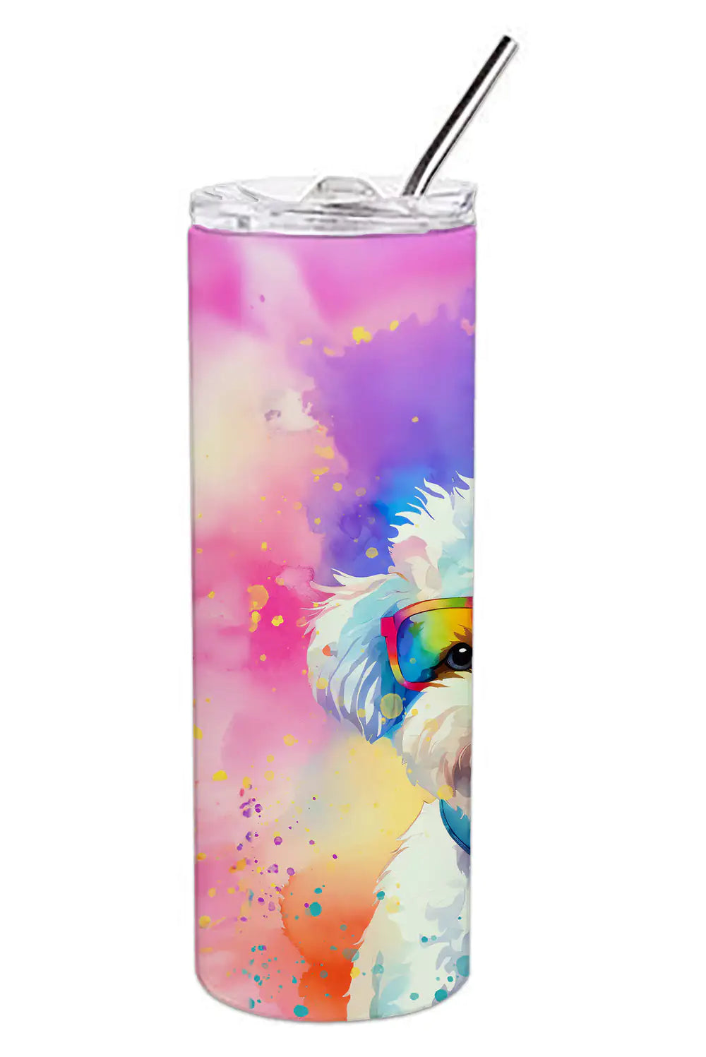 Bichon Frise Hippie Dawg Stainless Steel Skinny Tumbler