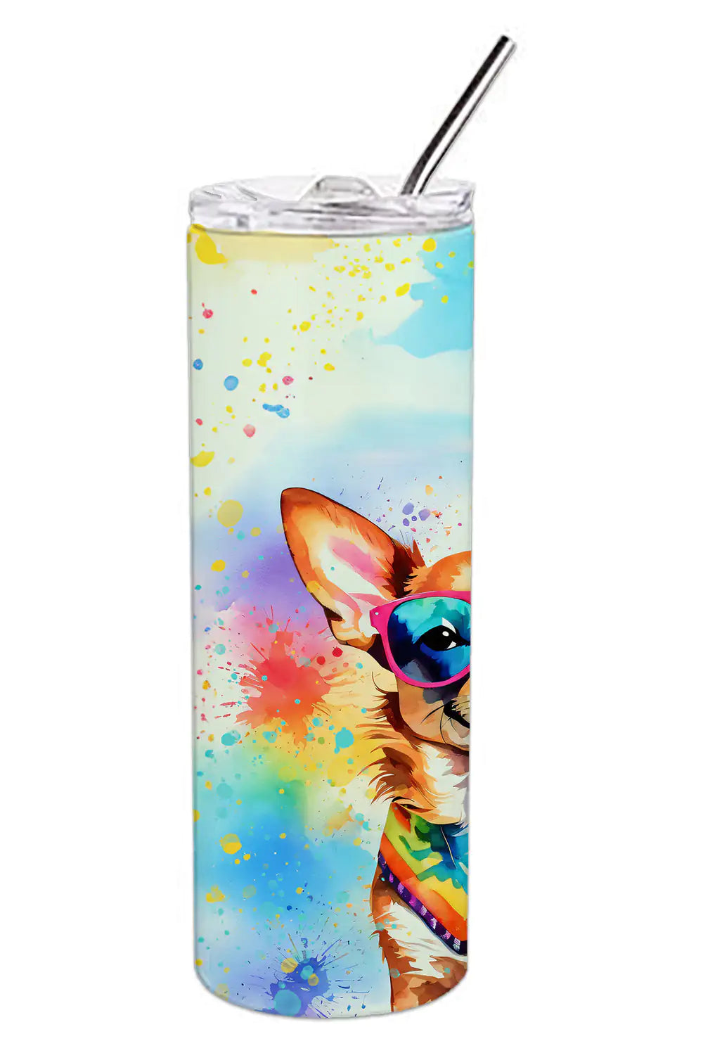 Chihuahua Hippie Dawg Stainless Steel Skinny Tumbler